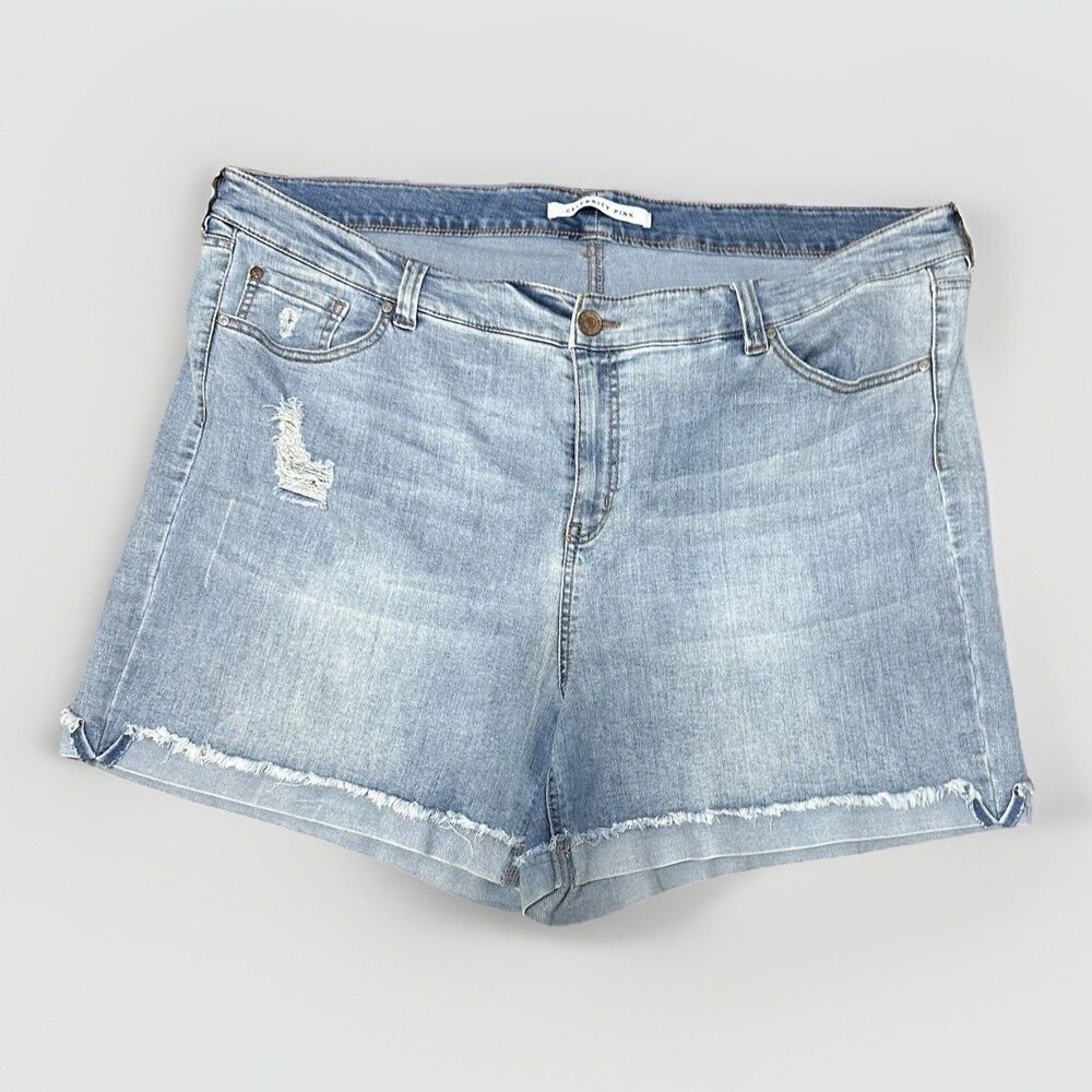Celebrity Pink Light Acid Wash Mid Rise Jean Shorts Woman Size 24 Stretch Denim